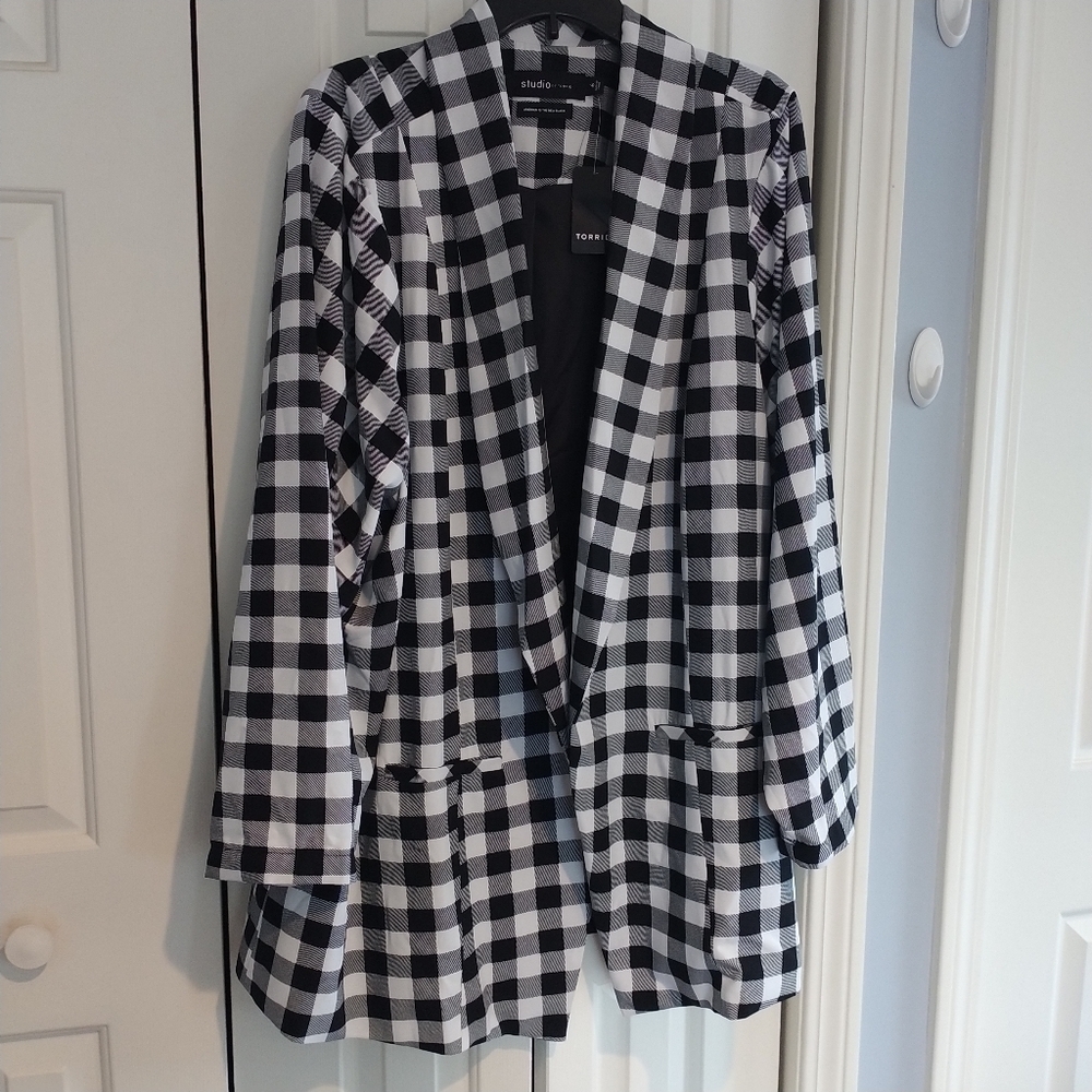 TORRID Studio Crepe Classic Shawl Collar Blazer Retro Gingham Torrid 6X US 30 - Picture 13 of 13